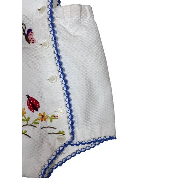Vintage Handmade Baby Sunsuit White Floral Retro 70s Ladybug Cottagecore - Picture 8 of 15